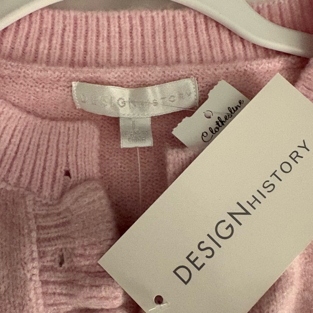 Design History Pink Ruffle Button Cardigan NWT - Picture 4 of 7
